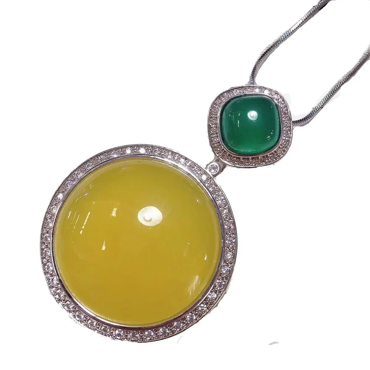 LETSFUN изящные украшения цвет зеленый серебро пробы ожерелье с поверхностью яйца