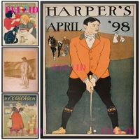 vintage 1899 harper golf magazine nordic poster old fashion wall pictures for living room wall art canvas painting unframed