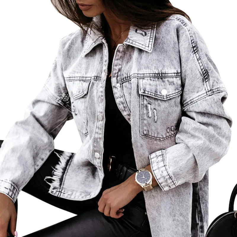 

Tassel Loose Denim Jacket Womens Denim Tops Boyfriend Denim Coat Long Sleeve Spring 2021 New Jackets For Lady Korean Casual Coat