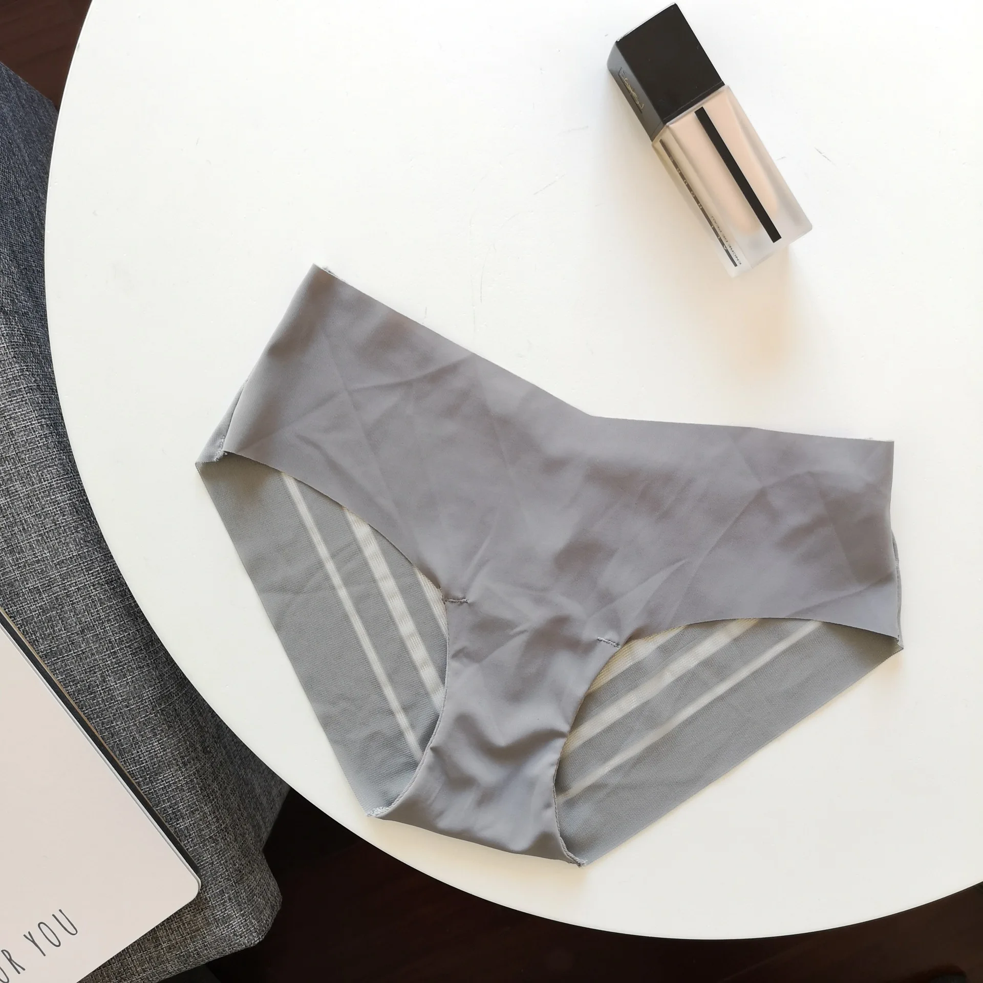 gray SP& CITY, женское однотонное нижнее белье, Ice Silk, полосатые прозрачные трусики, сетчатые бесшовные трусы, сексуальные микро-стринги, нижнее белье - Цвет: gray