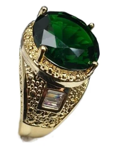 

Изысканное Золотое Изумрудное кольцо ручной работы с бриллиантами для мужчин свадебные украшения на День отца Рождественский подарок 6-13