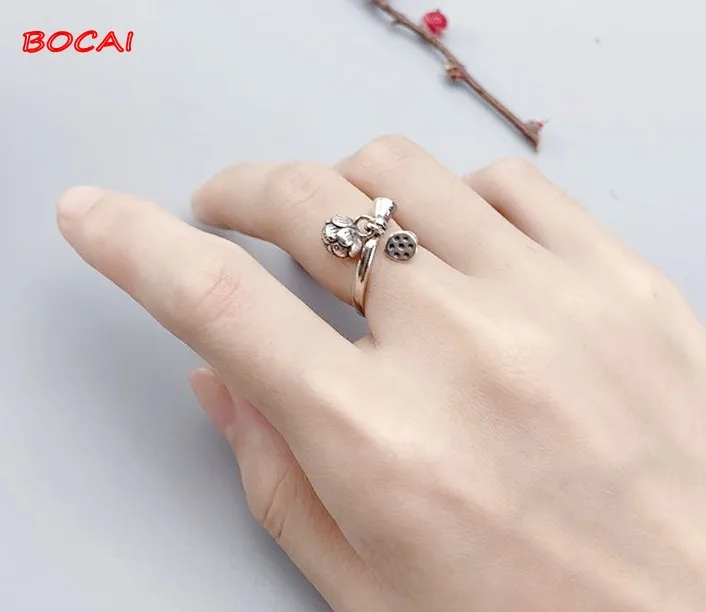 

999 sterling anemone opening ring female personality silver jewelry female models retro style temperament flower atmosphere exag