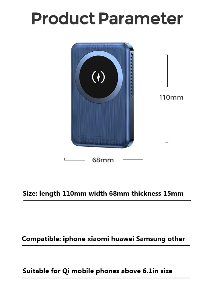

10000mAh Power Bank For MagSafe 15W Magnetic Fast Wireless powerbank Charger For iPhone xiaomi QI Mobile Phone External Battery