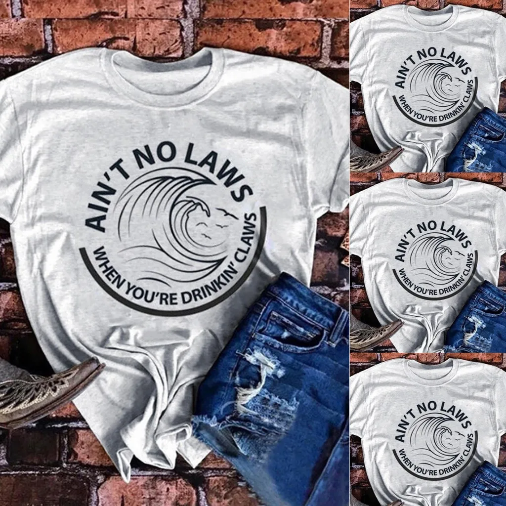 Женская футболка't No Law When белая футболка унисекс с когтями You're Drinking Day Shirt