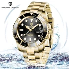 Часы наручные PAGANI Мужские механические, деловые водонепроницаемые из нержавеющей стали с сапфировым золотистым корпусом, 40 мм