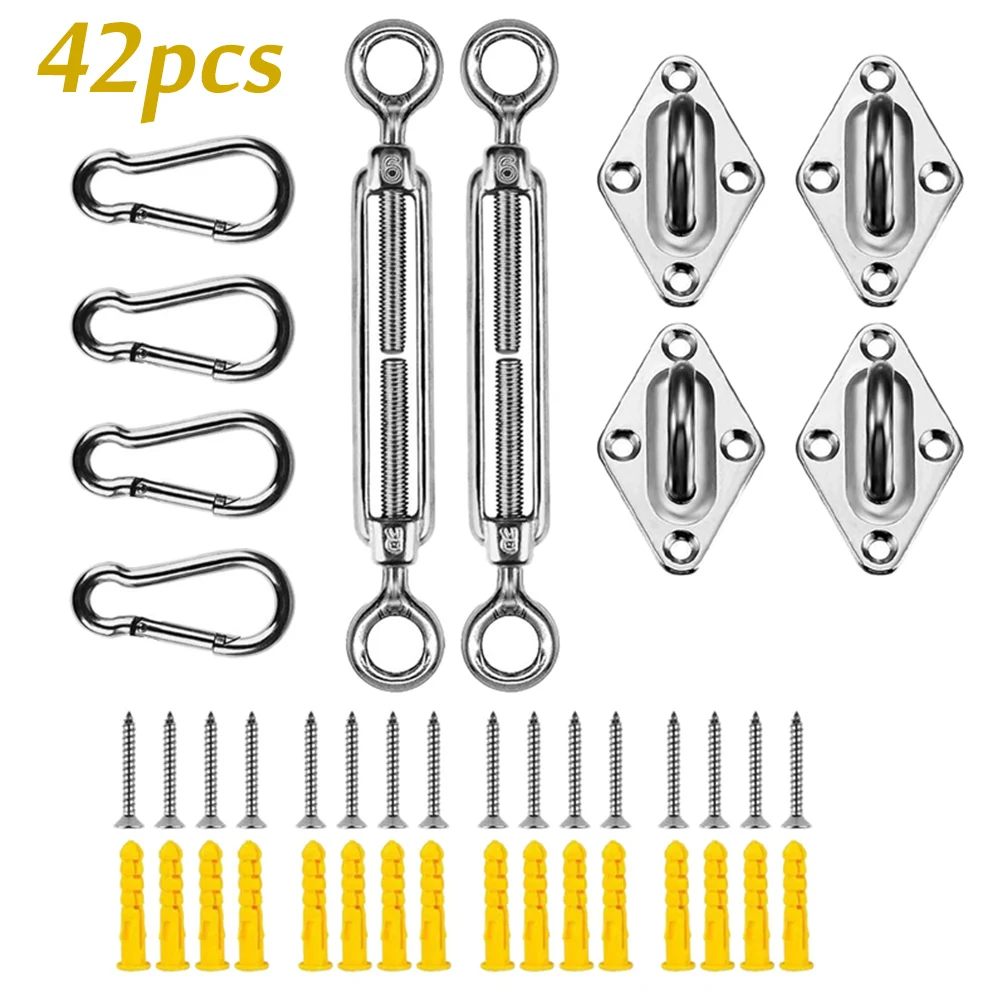 

42pcs Awning Installation Accessories Rectangular Heavy Stainless Steel Installation Kit For Square Triangle Shade Sail