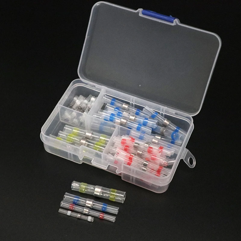 

50PCS Waterproof Solder Seal Terminals Butt Connectors Kit ,Sleeve Electrical Wire Soldered Terminals Insulated Splice