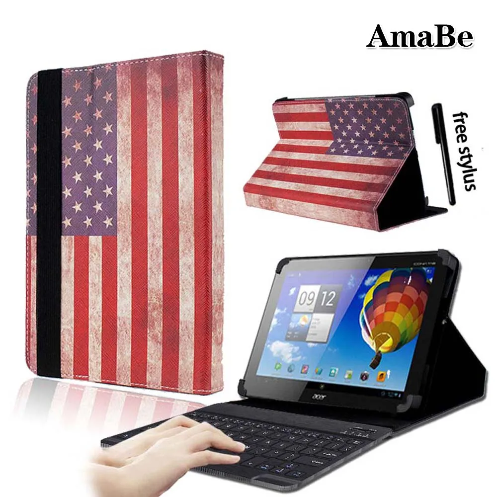 Портативный беспроводной bluetooth-клавиатура из искусственной кожи с принтом для Acer