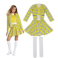 teenage girls clueless cher horowitz costume 2 piece outfit movie alicia silverstone carnival birthday party plaid dress cosplay