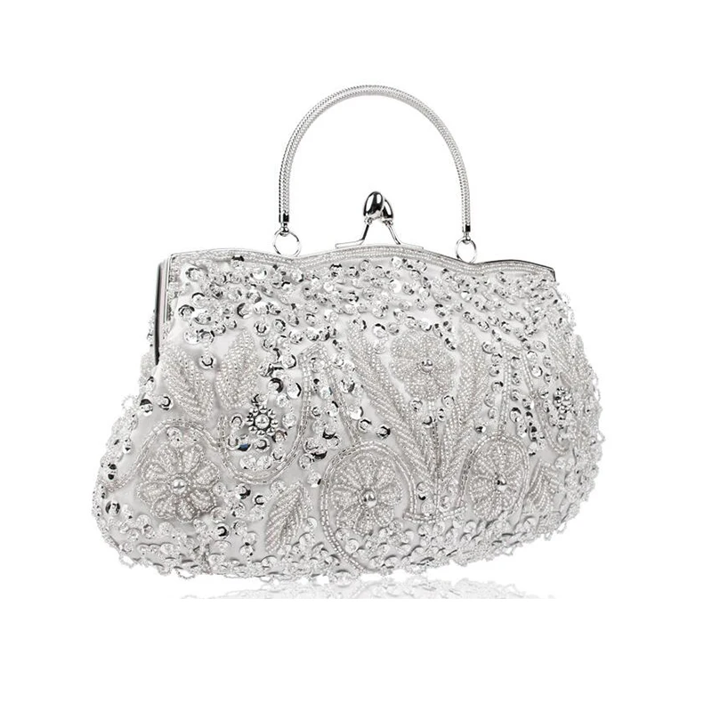 Vintage Handmade Bag Bead Embroidery Dress Bag Dinner Cosmetic Bag Toiletry bag