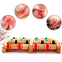 wood foot massager roller six row wooden massager anit cellulite body massage stress relief fascia trigger point acupressure