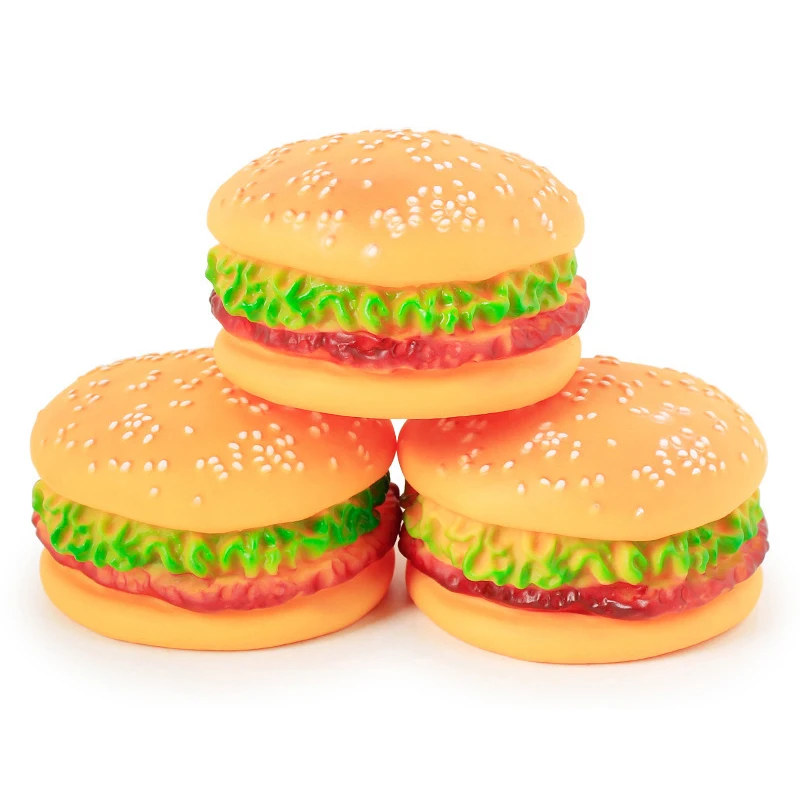 ПЭТ резиновая игрушка для собак с принтом гамбургер жевательные игрушки формы