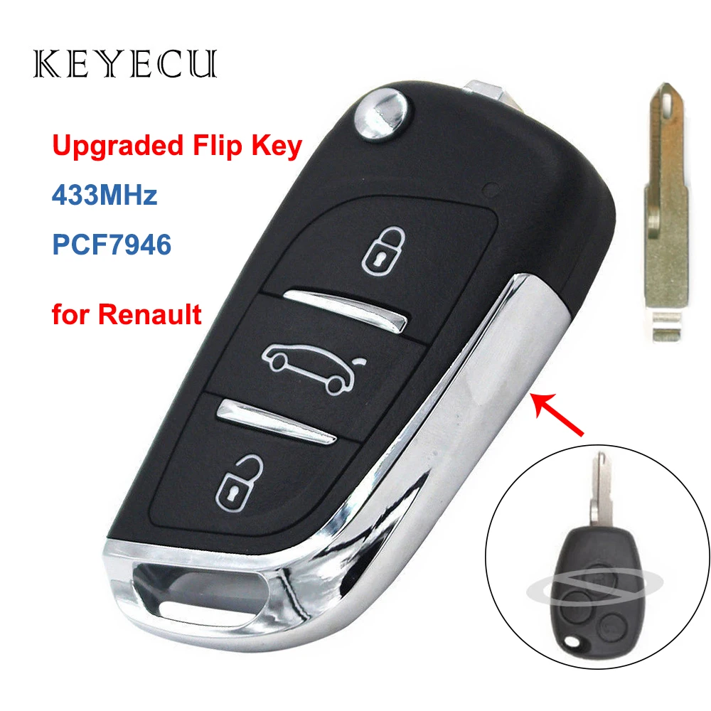 Keyecu обновленный дистанционный ключ брелок от машины 3 кнопки 433 МГц PCF7946 чип для