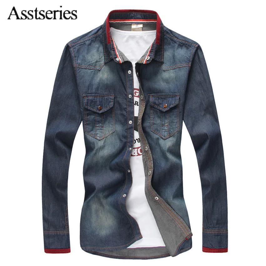 

2021 Men Denim Jeans Shirts Male Casual Fashion Slim Fit Fitness Long Sleeved Men Cotton Shirts Hombre Camisa Masculina 52wy