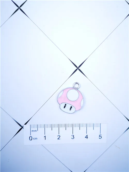 10Pcs 4color mushroom head Super Mario Necklace Key chain Enamel Beads Pendants Metal Charms Craft DIY Jewelry Making Finding | Украшения и