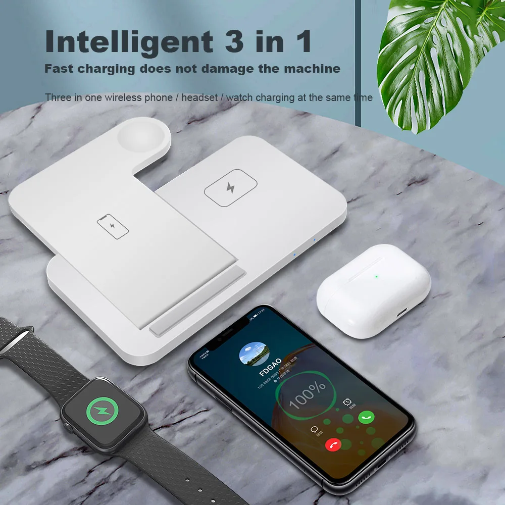 Беспроводное зарядное устройство 3 в 1 для Apple Watch 6 5 4 AirPods Pro 15 Вт док станция