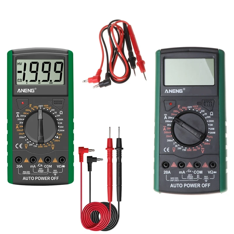

AN9205A+ LCD Digital Multimeter Voltmeter Ammeter Resistance Tester Anti-burn Y5JA