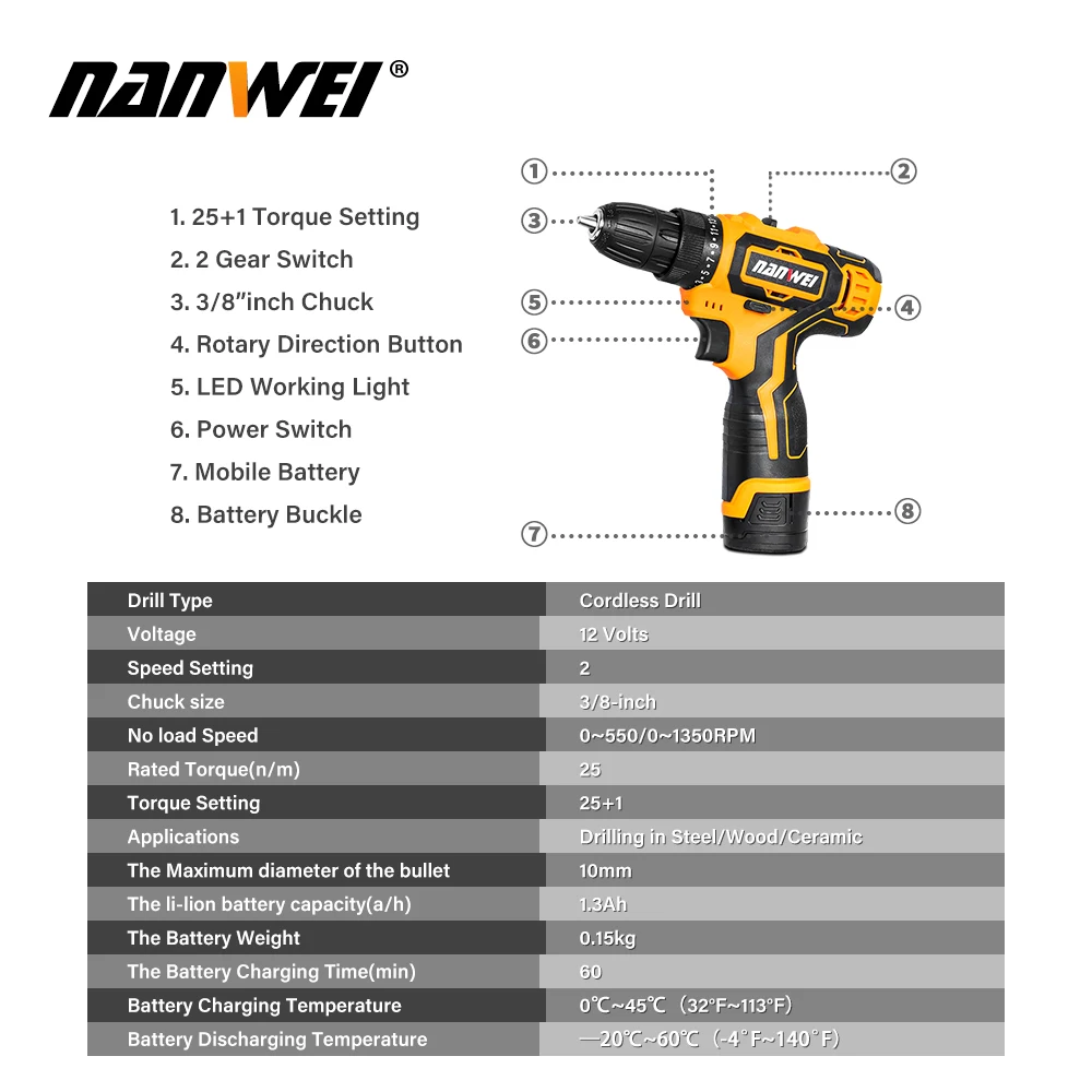 Аккумуляторная дрель 18 в отвертка электрическая ионная батарея низкая цена