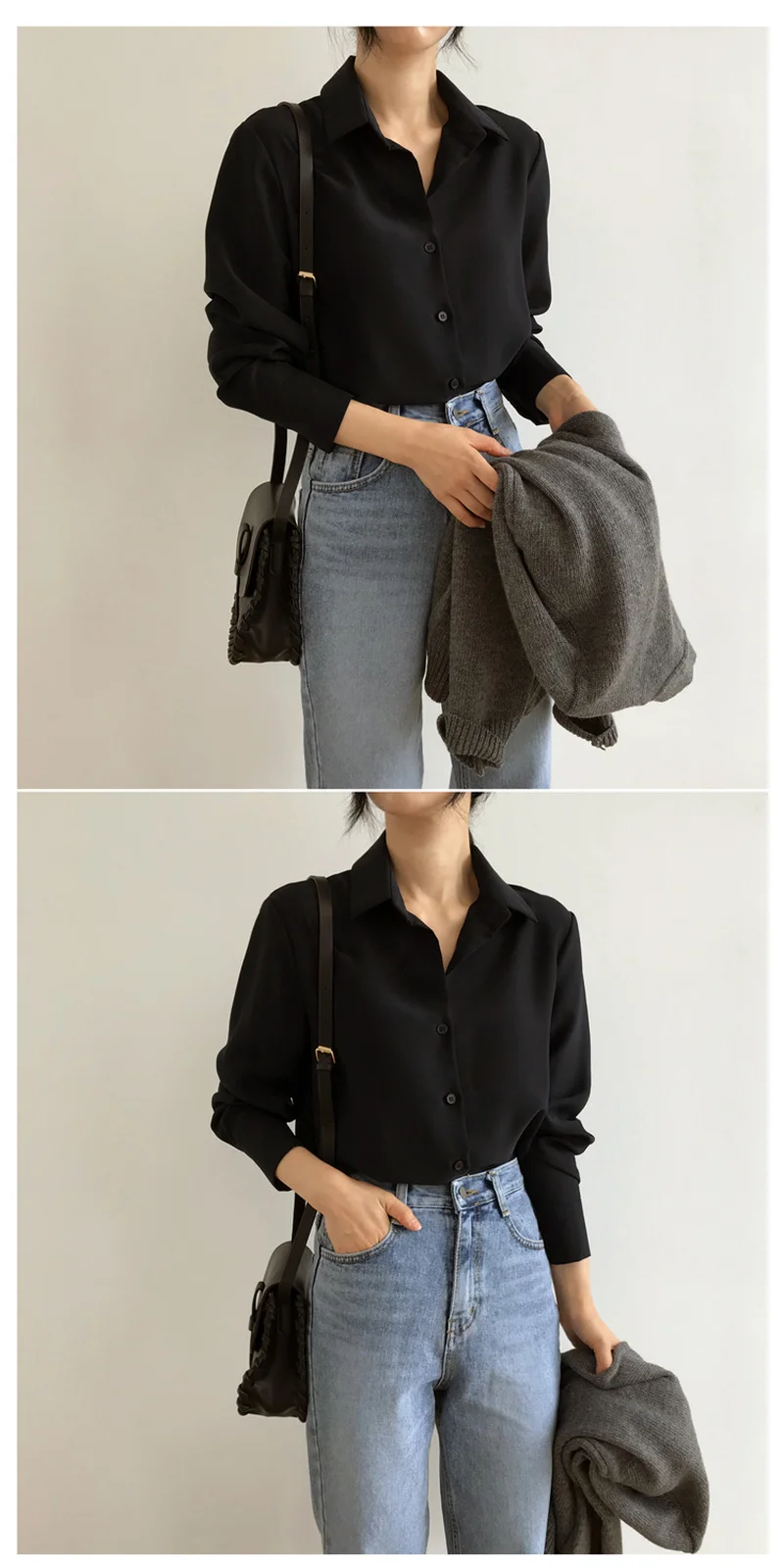 

New Women's Shirt Classic Chiffon Blouse Female Plus Size Loose Long Sleeve Shirts Lady Simple Style Tops Clothes