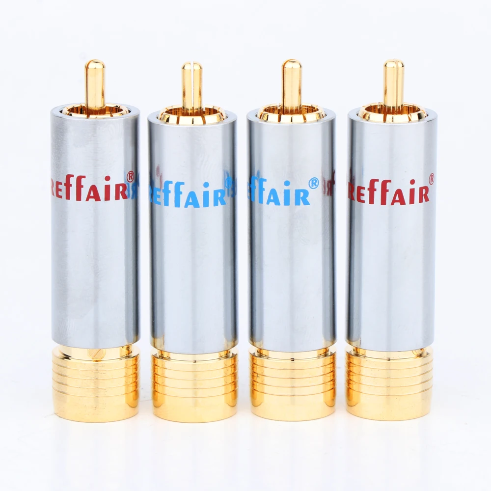 

4Pcs R1715 Preffair RCA Locking Non Solder Plug Connector RCA Connector Male Solder Video Gold Plated Connector