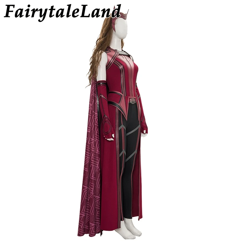 Супергероиня на Хэллоуин костюм Ванда алая ведьмы для косплея максимофф красный