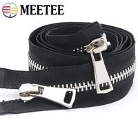 meetee 8 7080100120cm double open end metal black zipper clothing jacket coat outdoor zip repair diy sewing accessories