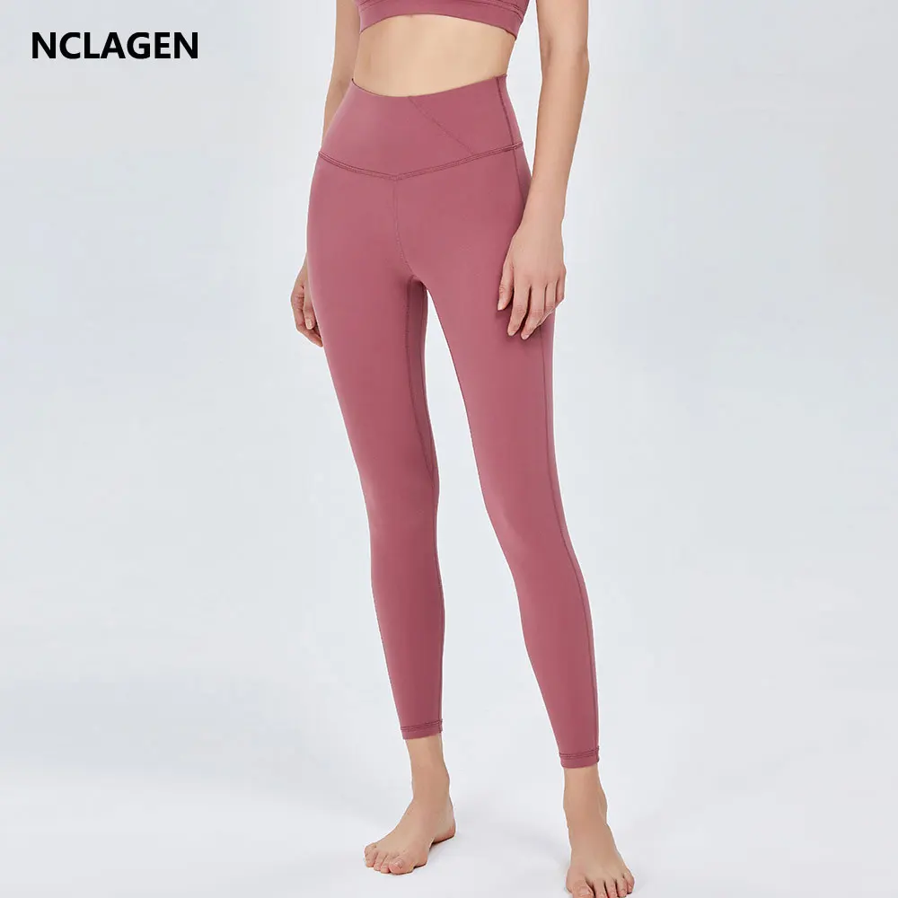 

NCLAGEN Women's Pants 2021 Naked Feeling High Waist Elastic Gym Leggings For Fitness Hip Lifting Sports Tights Slim Yoga Bottoms