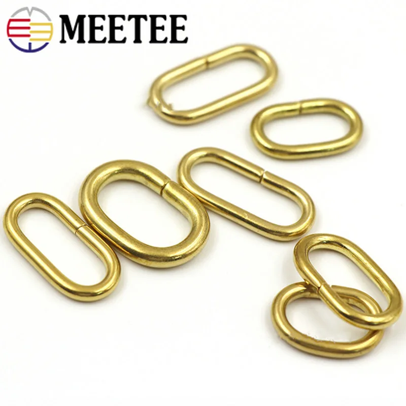 Meeetee 10 шт. чистый Медь латунь-хомут с круглым воротником для мальчиков и девочек с пряжкой ID16/18/20 мм/22 мм/24 мм овальные DIY Чемодан кожаного брелка для ключей аппаратных аксессуаров AP643