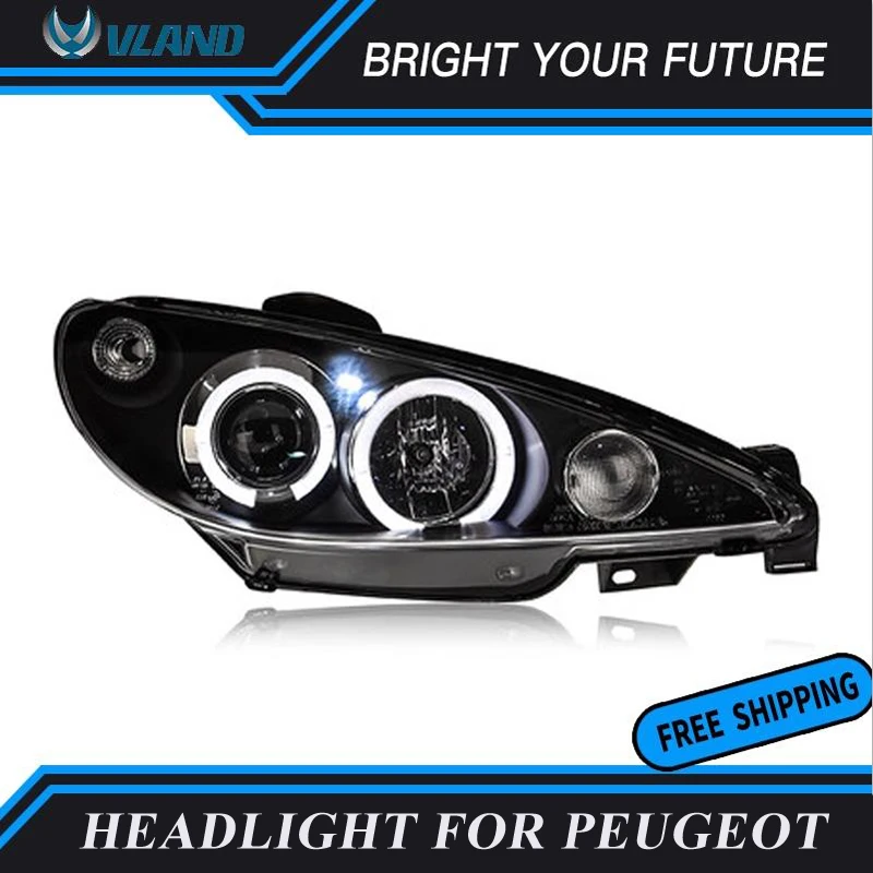 Ангел глаз фара для peugeot 206 фара 2004-2008 светодиодный DRL проектор фара