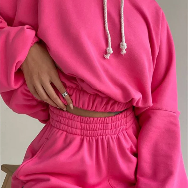 

Street Sporty Fashion Women 2 Two Piece Sets Casual Winter Tracksuit Hooded Hoodies Joggers Long Pant Suits Outfit Green G2965