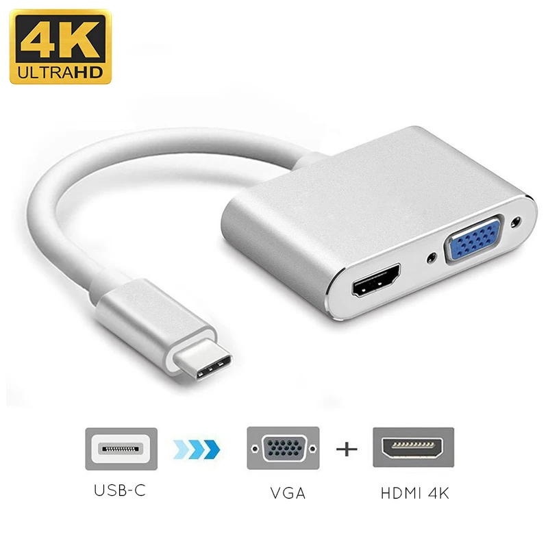 USBC 3 1 HDMI 4K 30 Hz VGA адаптер usb type C USB видео конвертеры для нового Macbook Pro/Chromebook Pix| |