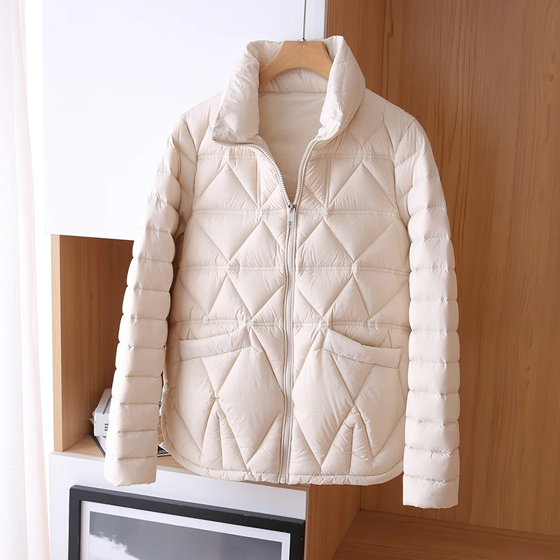 

Trendy Women Winter Ultra Light 90% White Duck Down Jacket Stand Collar Solid Short Female Loose Oversize Fashion Parkas