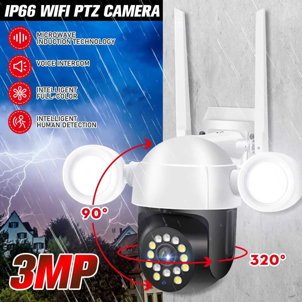 

Wifi PTZ Camera Upgrade 3MP Wireless Outdoor Change Language WiFi IP Camera 1080P Auto Alarm Tracking CCTV IP Camera IP Camera