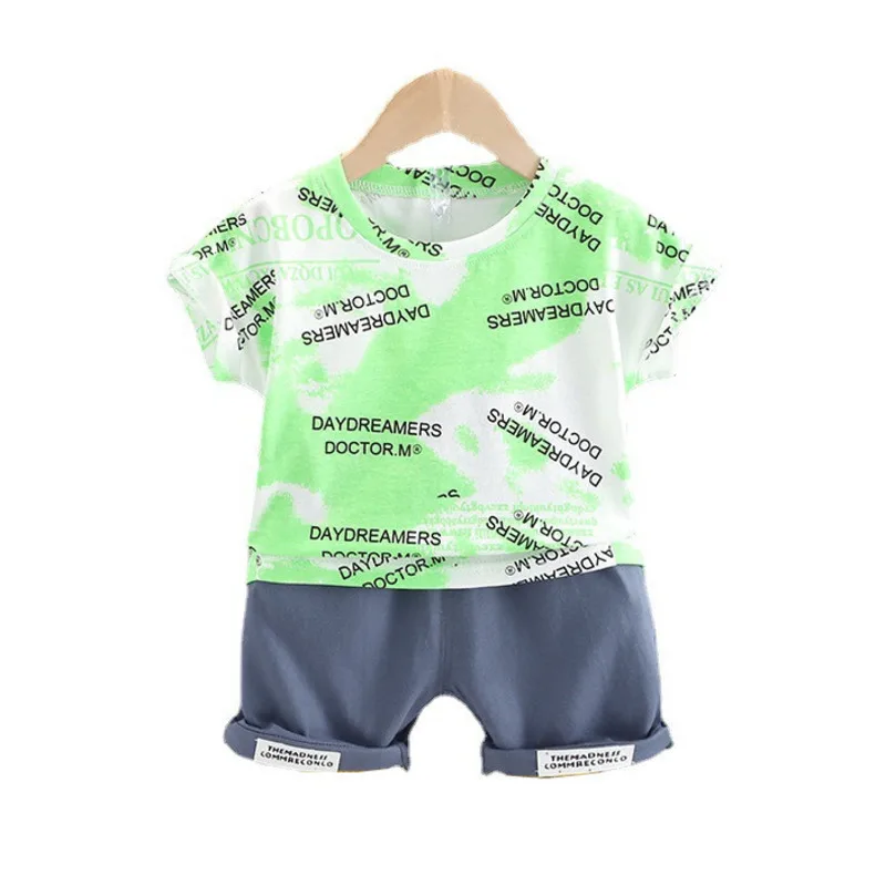 

Kid Infant Cotton Clothing New Summer Baby Girls Fashion Clothes Children Boy Letter T Shirt Shorts 2Pcs/sets Toddler Tracksuits