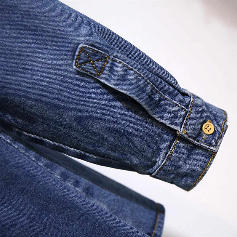 Женская джинсовая рубашка с длинным рукавом, свободного покроя, с карманами от AliExpress RU&CIS NEW