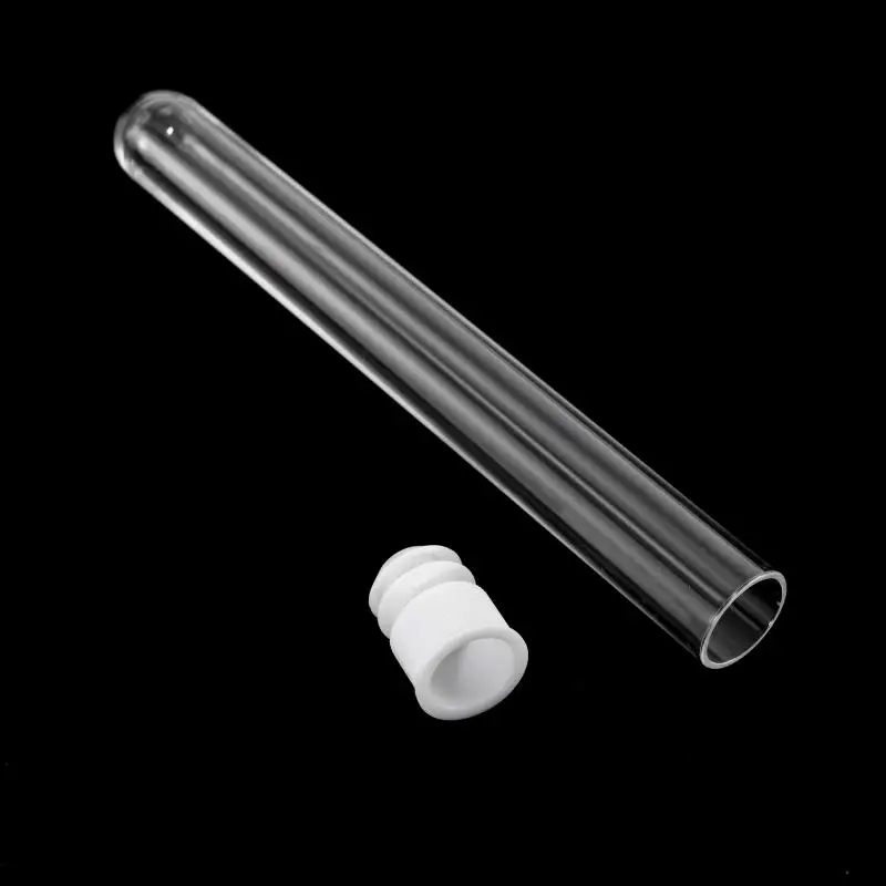 200PCS Clear Plastic Test Tube With Cap 12x100mm U-shaped Bottom Long Transparent Lab Supplies |