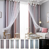 star window curtains for living room colorful double layer yarn tulle curtain hollow out stars drapes kids girls bedroom decor