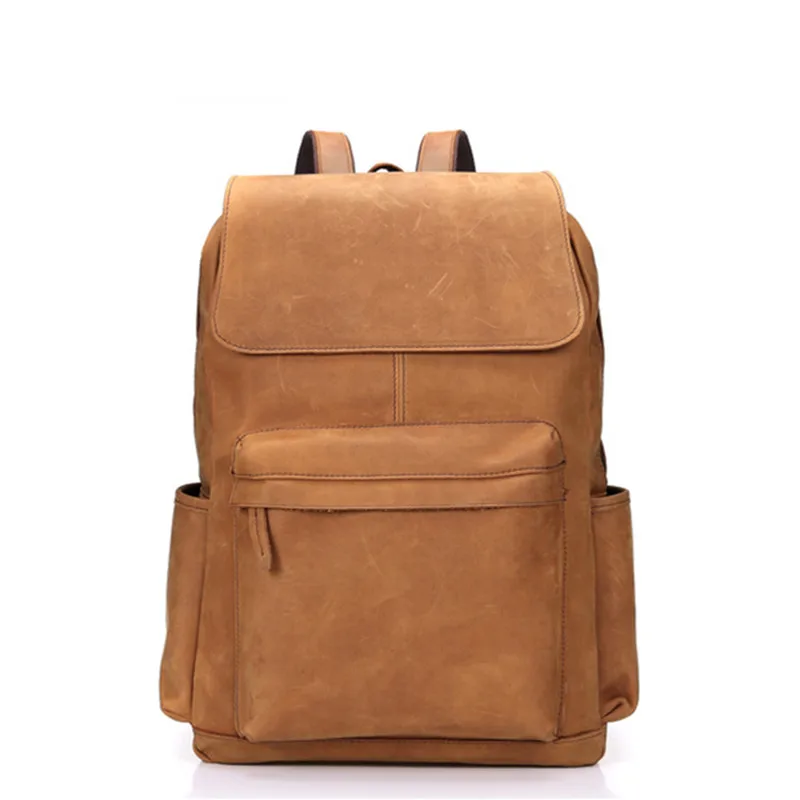

2022 New Large Capacity Genuine Leather Backpack Men's Handmade Vintage Designer Daypack Business Laptop Computer Bacpack Bag