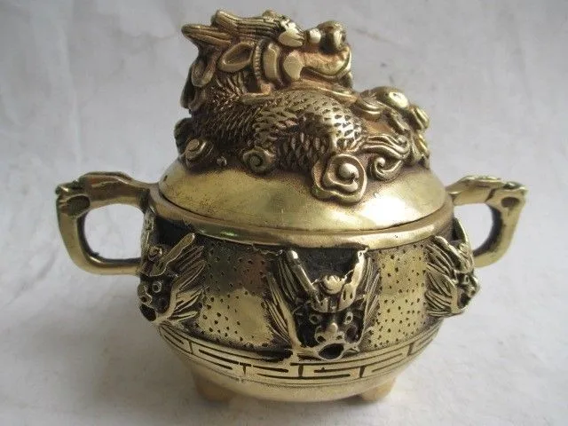 

Pure brass faucet incense burner ornaments divine beast tripod stove household handicraft furnishings