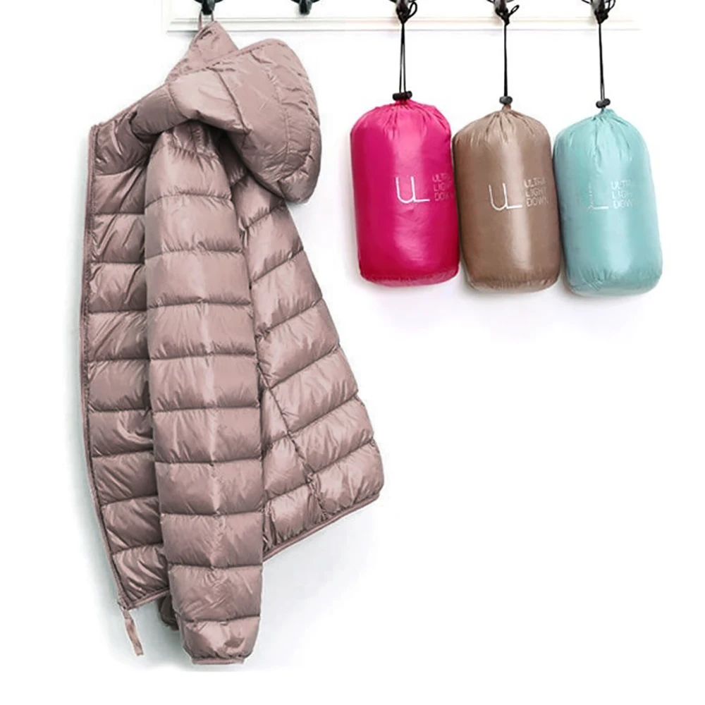 

Winter Outerwear Women's Warm Jacket Casual Hooded Ultra Light Autumn White Duck Down Jacket Coat Warm Slim Parka Plus Size 7XL
