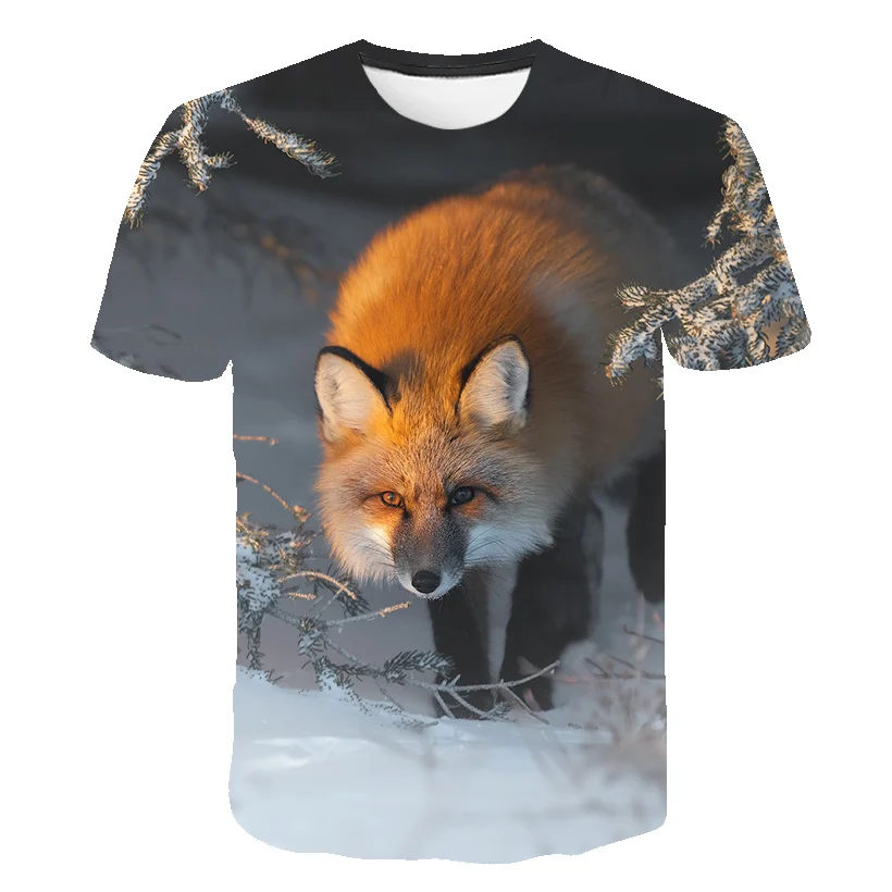 

3D Print T shirts Men Women Summer Harajuku Clothing Hip Hop Fashion Boys and Girls Tees Tops Cute Animal Graphic Fox T-Shirt