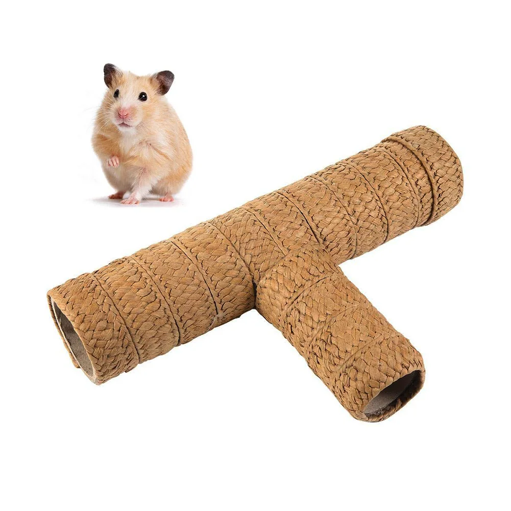 Playing Hamster Tunnel Funny Pet Supplies Cave Natural Grass Small Animal Hedgehog House Toy Summer Guinea Pig Hand Woven Tubes | Дом и сад