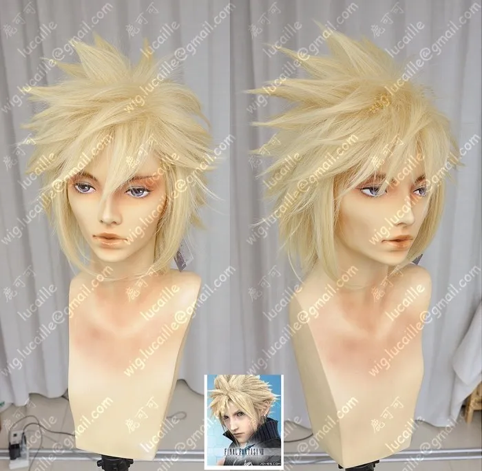 Парик для косплея Final Fantasy VII FF7 Cloud Strife короткий золотистый светлый термостойкий |