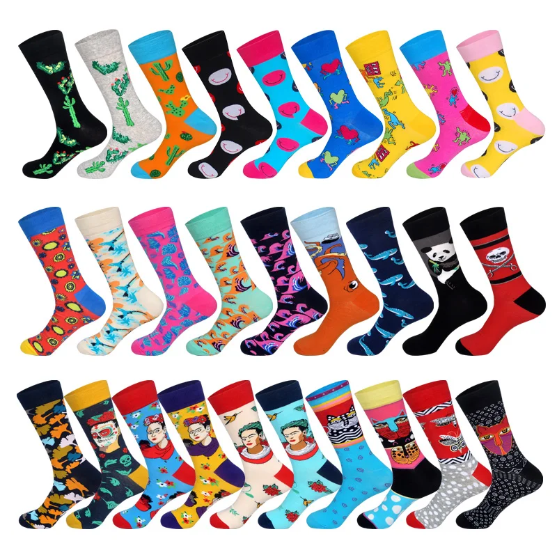 Мужские носки LIONZONE с рисунком кактуса животных панды Кита кота тотема лица