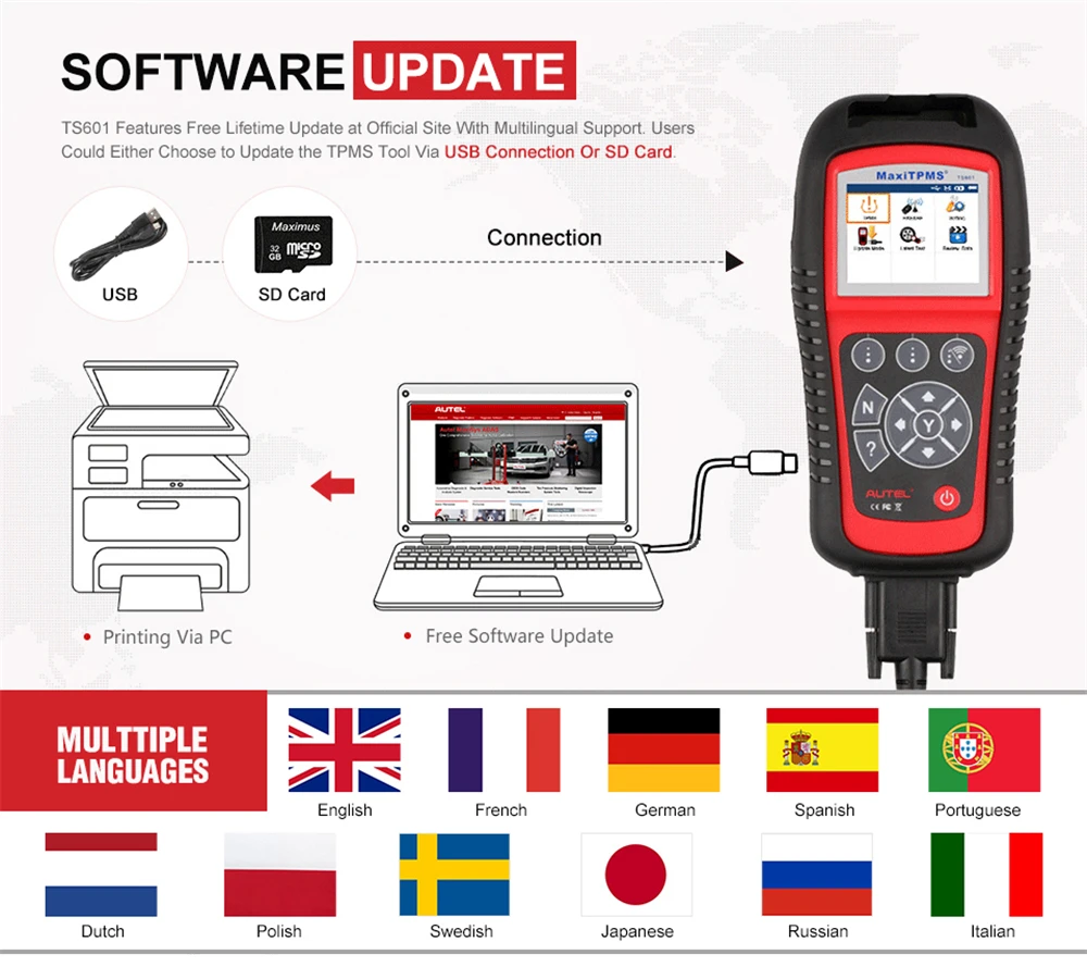 AUTEL MaxiTPMS TS601 TPMS активатор давления в шинах полный TPMS инструмент для программирования активации система мониторинга шин сканер Инструменты