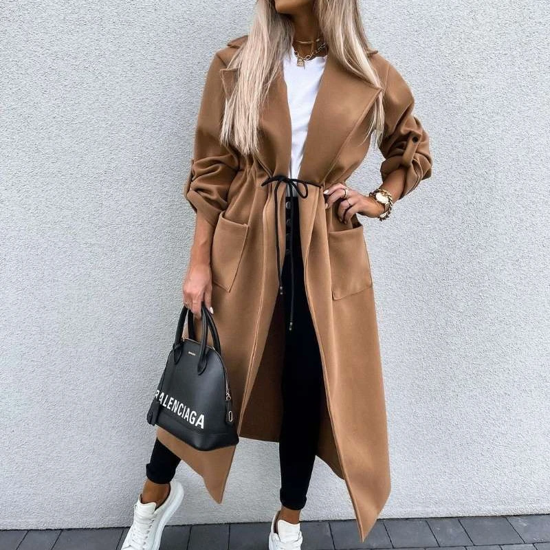 Зимняя женская теплая меховая куртка Nowsaa ветровка длинные мотоциклетные пальто