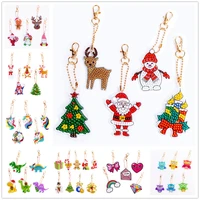 2021new keychain diy diamond painting keychain full drill christmas animal hanging ornaments special shaped diamond embroidery