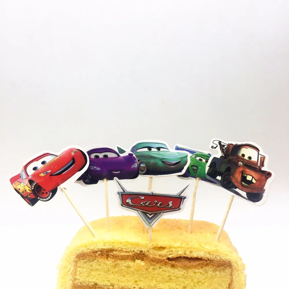 

24pcs mcqueen Cupcake Toppers Cartoon Card Kids Birthday Party Supplies Cupcake Toppers Cake boy birthday party Decoration