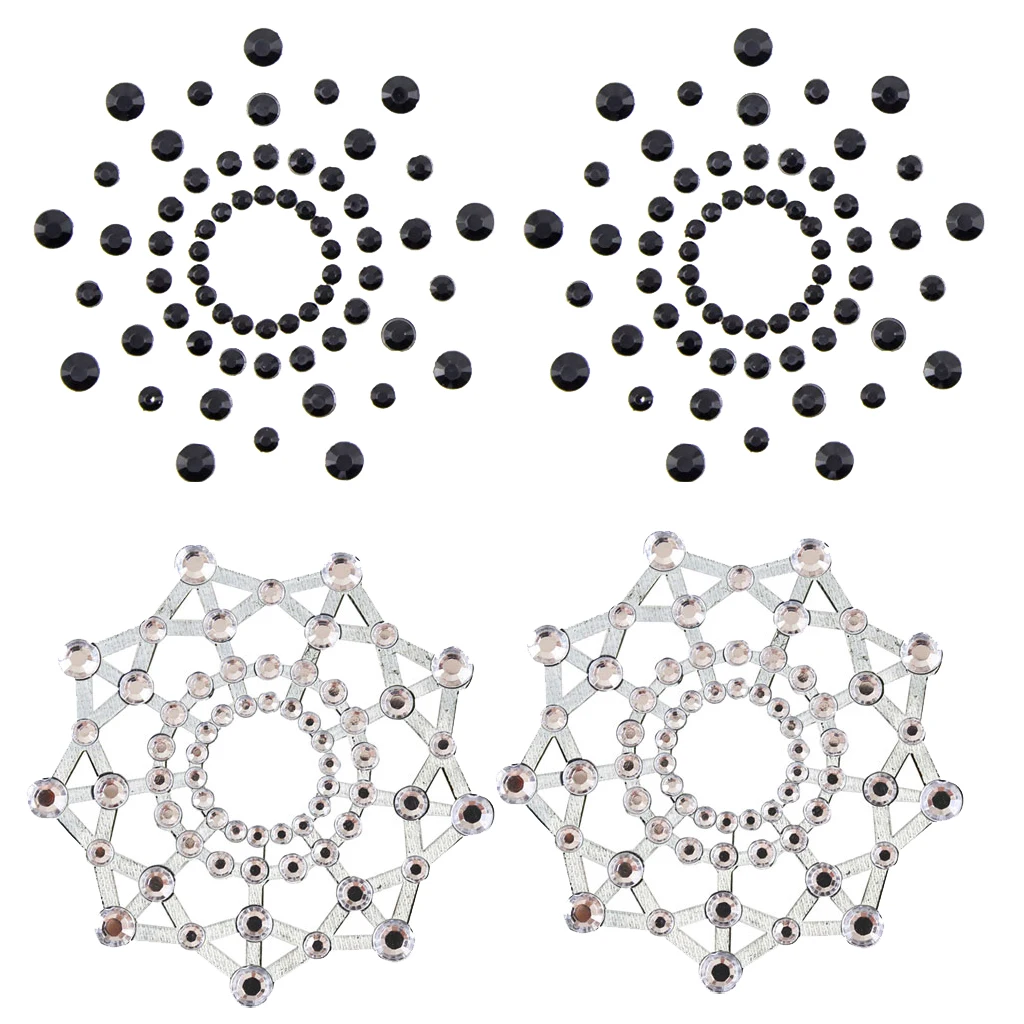 2 пары забавных сексуальных кристаллов стразы наклейки на груди для сосков