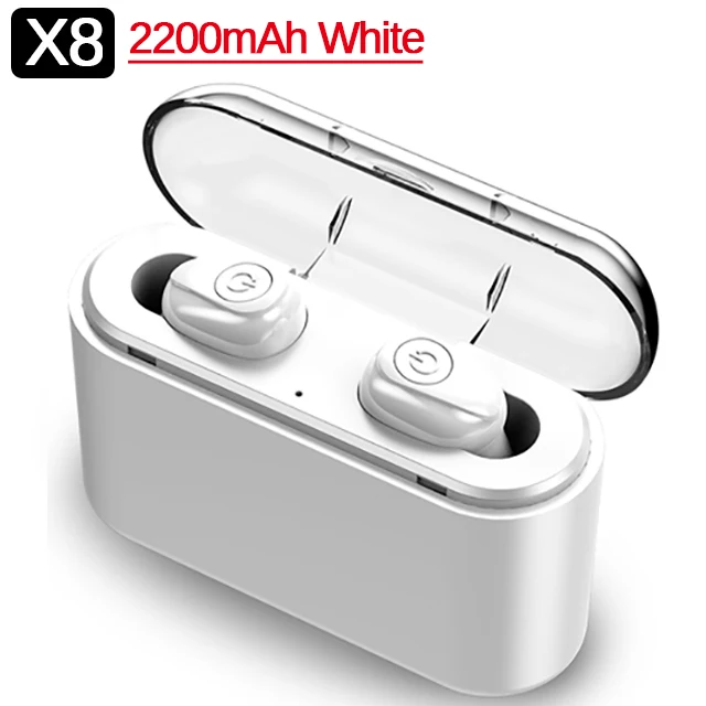X8 TWS Bluetooth настоящие беспроводные наушники Bluetooth наушники мини TWS водонепроницаемые наушники с 2200 мАч внешним аккумулятором для всех телефонов - Цвет: X8 White
